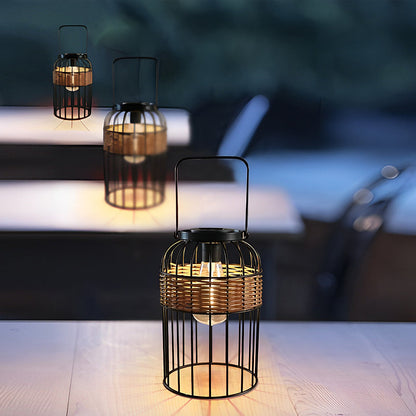 Portable Lantern Shape Rattan Waterproof Intelligent Solar Night Light