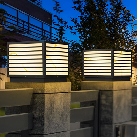 Square IP65 Waterproof LED Solar Modern Outdoor Deck Post Lights Pillar Light