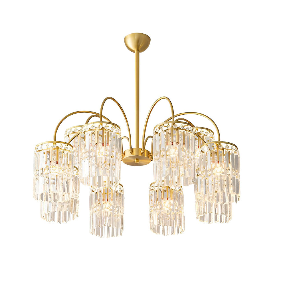 Crystal Shade Copper Curved Arms Luxury Post-Modern Chandelier Light