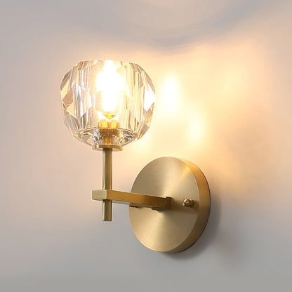 Ball-shaped LED Crystal Gold Postmodern Plug in Sconce Lighting Wall Lamp