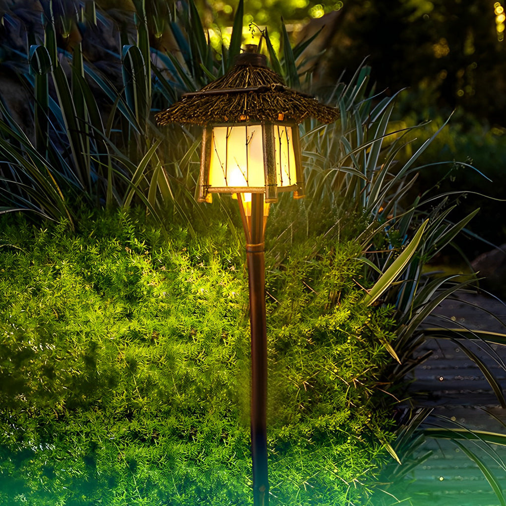 Rustic Bamboo Design Waterproof Farmhouse Lawn Lights Chandelier Path Lights