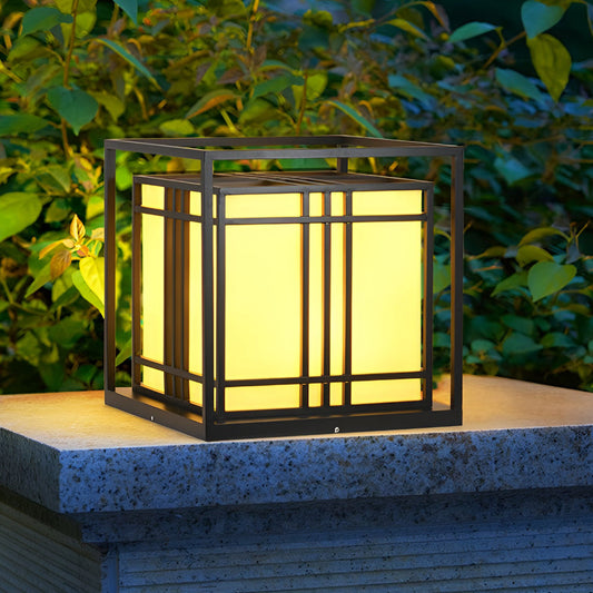 Retro Square Waterproof LED Black Modern Outdoor Post Caps Lights