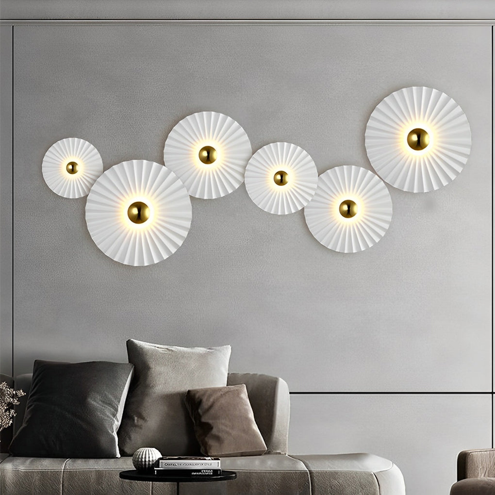 Lotus Leaf Round Pleated LED Creative White Modern Wall Lights Fixture