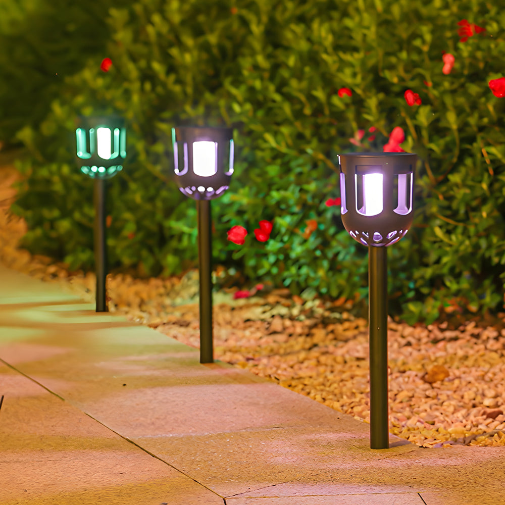 4-Pack Modern Black Solar LED Outdoor Path Light Set