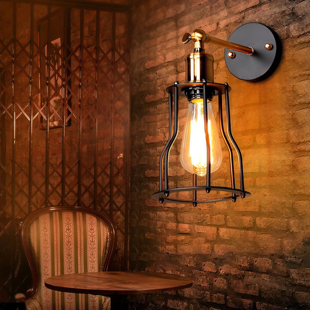 Adjustable Retro Iron E27 Waterproof Industrial Plug in Wall Sconce Lighting