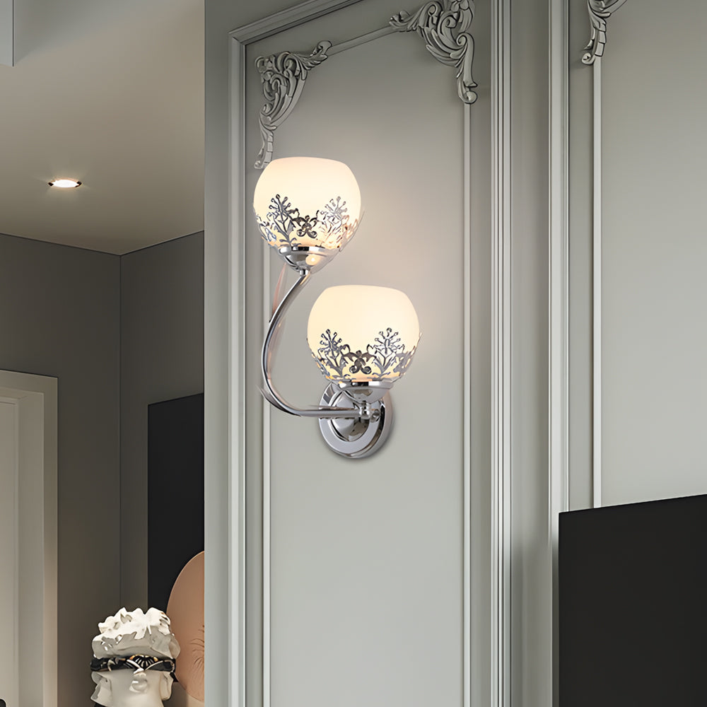 2-Light Glass Flower LED Simple European Style Wall Sconces Lighting