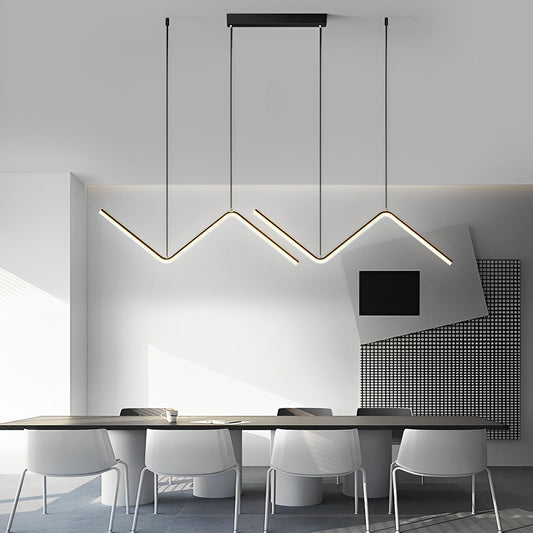 Wavy Linear 3 Step Dimming LED Nordic Chandelier Pendant Light Hanging Lamp