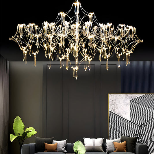 Stainless Steel Crystal Pendants Raindrops LED Italian Style Chandelier