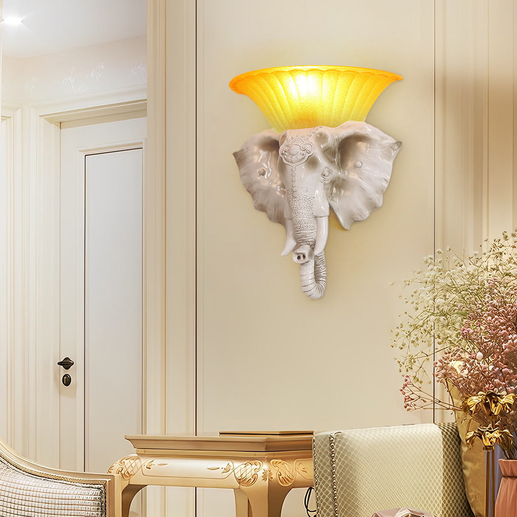 Cartoon Resin Elephant Shape Luxury European Style Wall Sconces Lighting