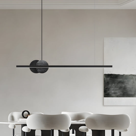 Black Linear Round Marble LED Pendant Light