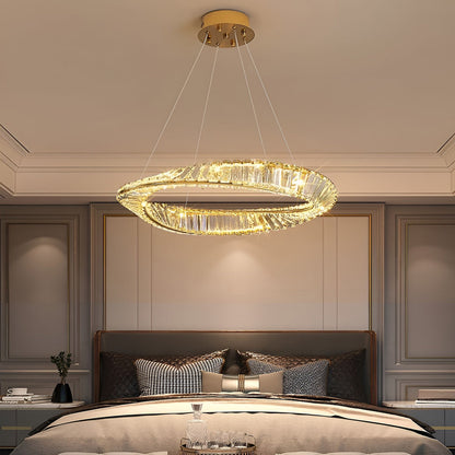 Creative Ring Stepless Dimming Electroplated Modern Crystal Chandelier