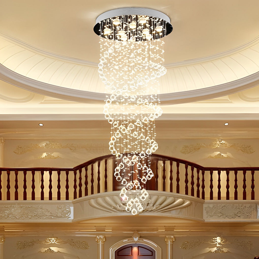 Double Spiral Three Step Dimming LED Modern Staircase Chandelier Light