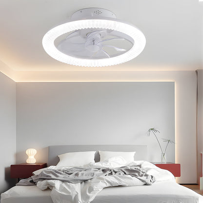 Round Dimmable with Remote Control RGB White Modern Ceiling Fan and Light