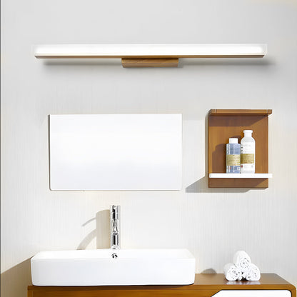 Modern Wooden LED Vanity Light Rectangular Wall-Mount Bathroom Lighting