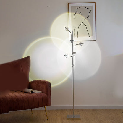 Industrial Multi-Angle Task Lighting Chrome Floor Lamp