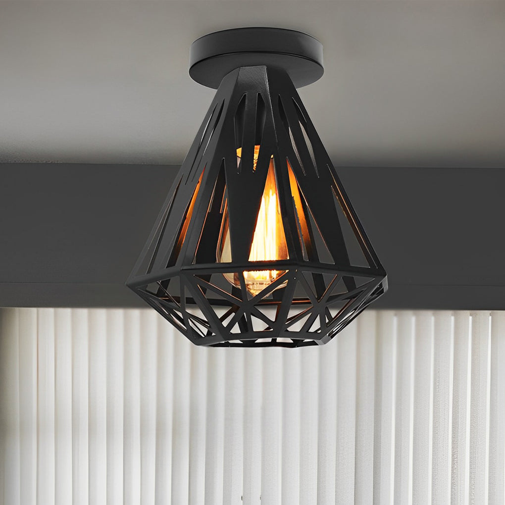 Retro Personality Iron Cage LED American Style Ceiling Light Fixture