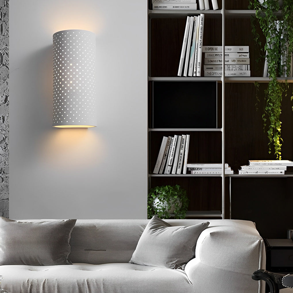 Minimalist Cylindrical Gypsum LED Waterproof White Modern Wall Lamp