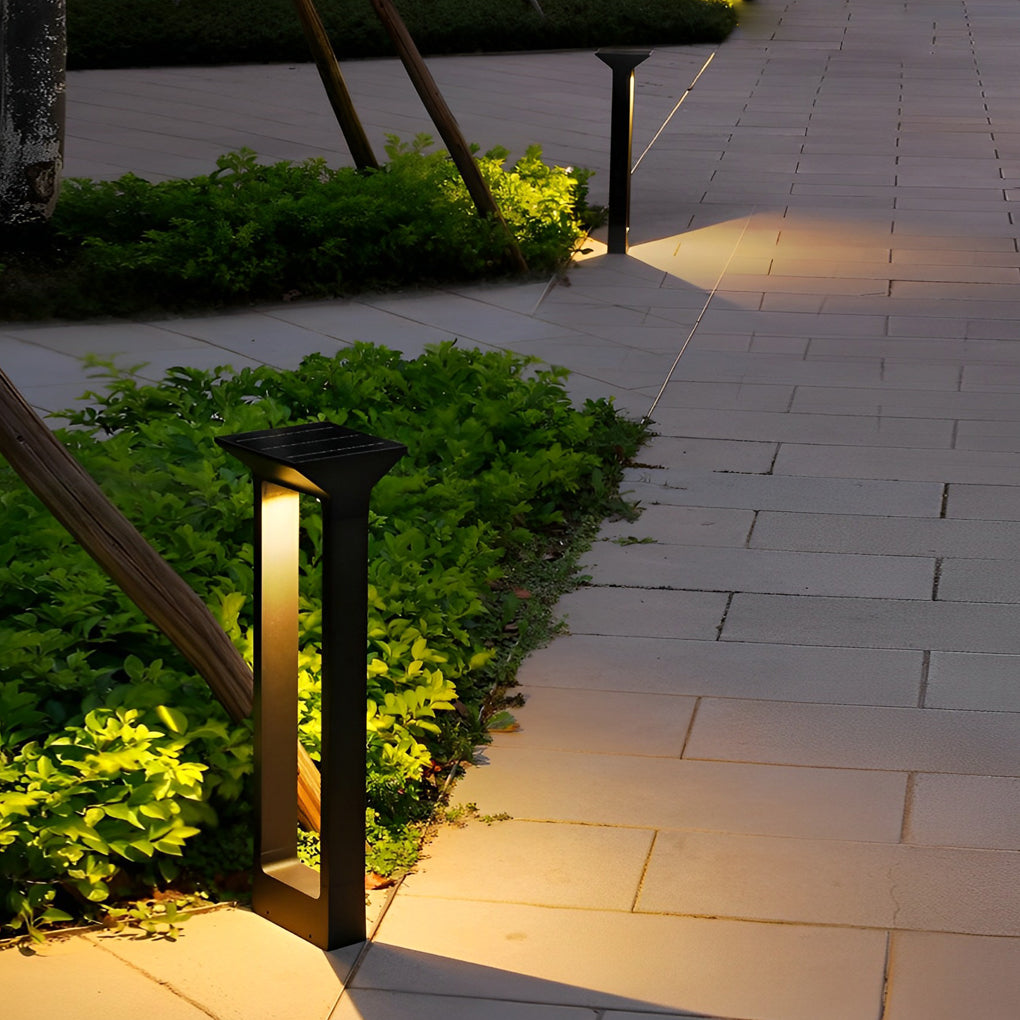 Door Shape Minimalist Waterproof LED Black Modern Solar Pathway Lights