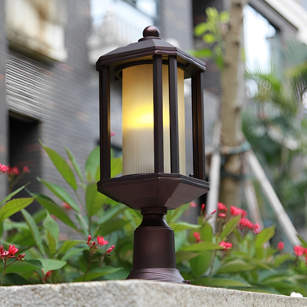 Retro Aluminum Waterproof Rose Gold American Style Outdoor Pillar Lamp