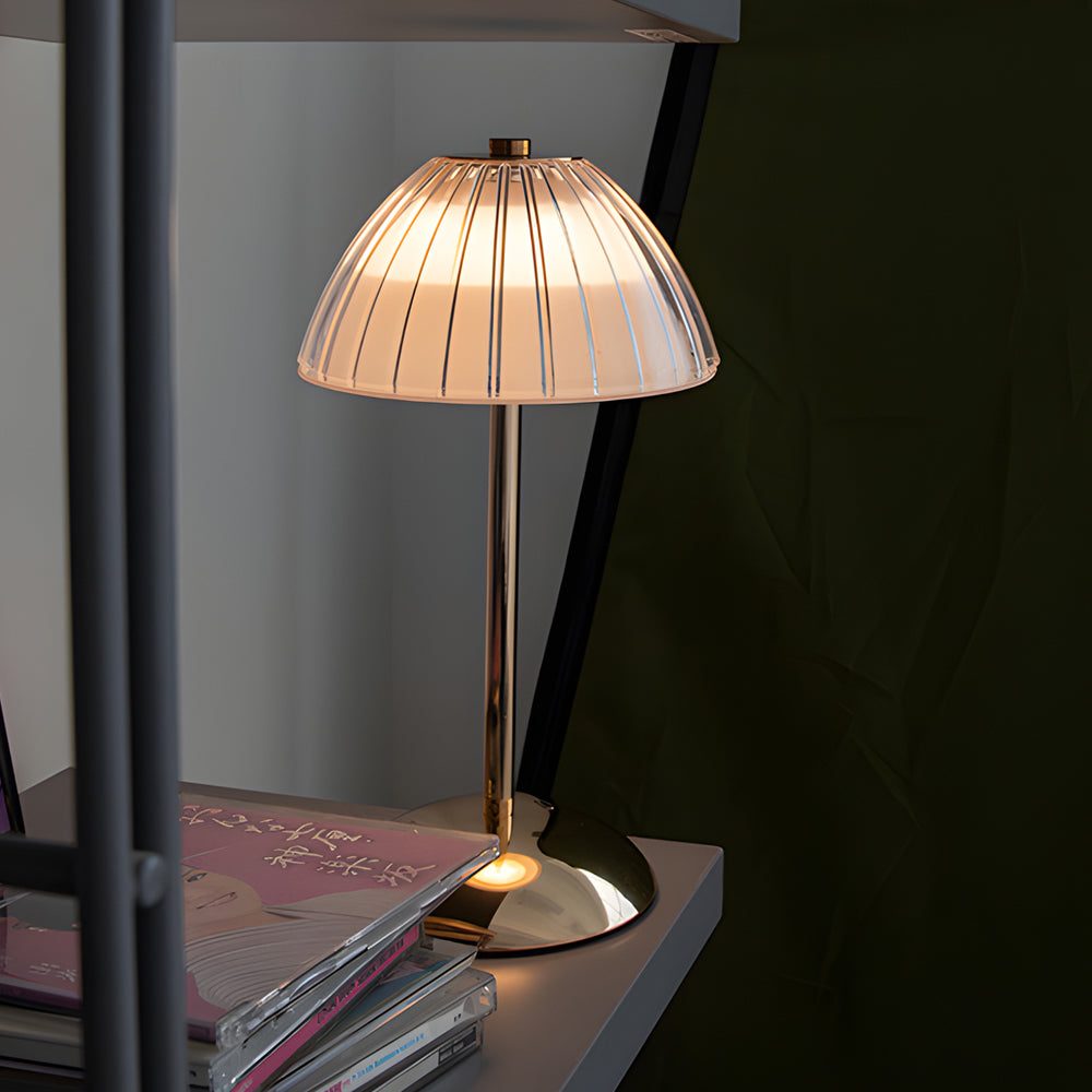 Battery Operated LED Brushed Brass Metal Table Lamp