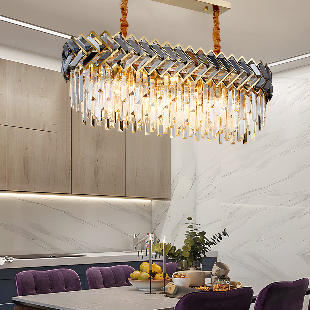 Modern LED Dimmable Dining Room Crystal Chandelier-Round/Rectangle