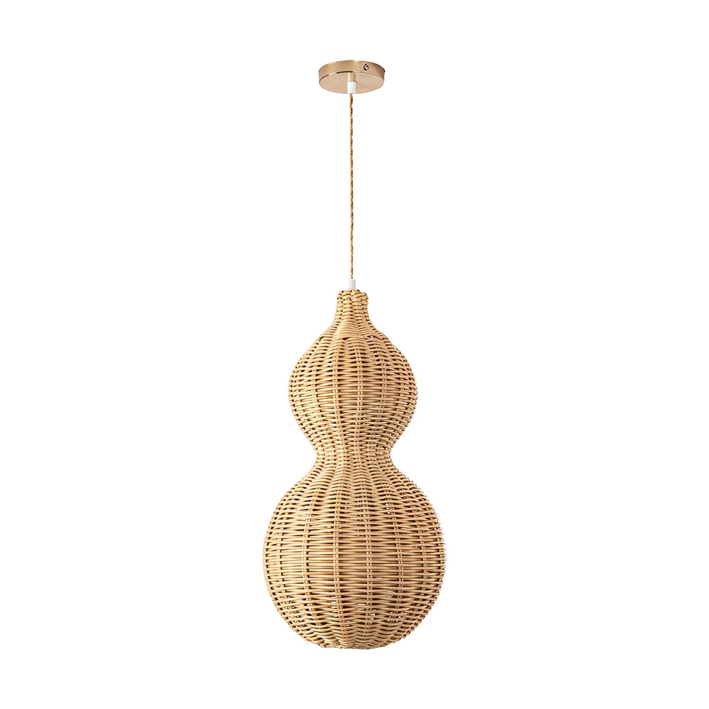 Woven Rattan Gourd Hanging Lamp Outdoor Pendant Light for Patio