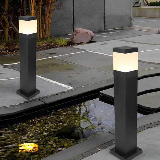 Square Waterproof LED Black Minimalist Modern Outdoor Light Lawn Lamp