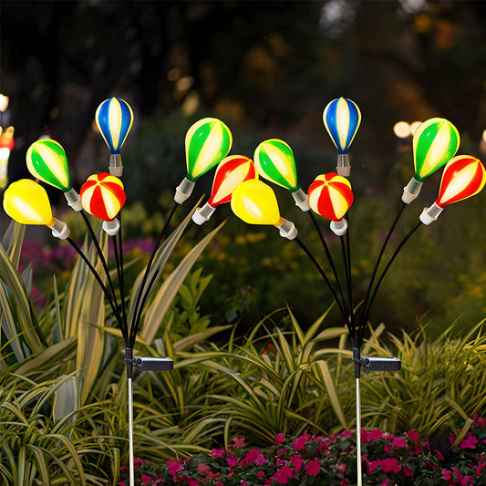 2 PCS Landscape Swinging 6LED Air Balloon Swaying Light Solar Garden Stake Lights