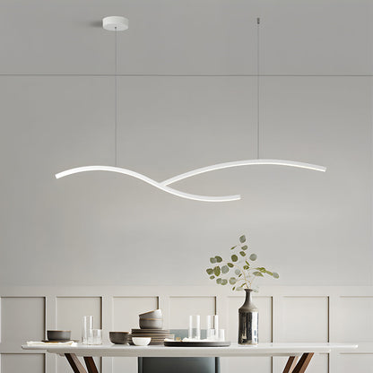 39.4"/47.2" Wide Black/White Wave Linear LED Pendant