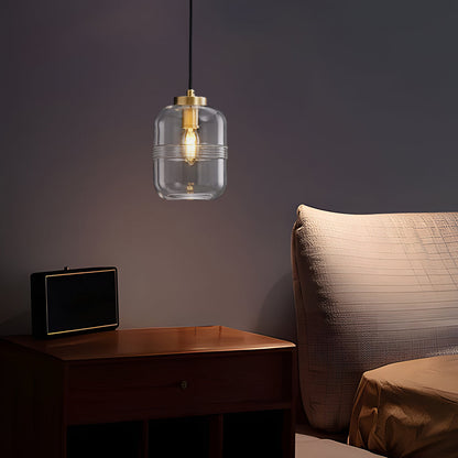 Simple Semi-Threaded Glass Three Step Dimming Copper Modern Pendant Lights