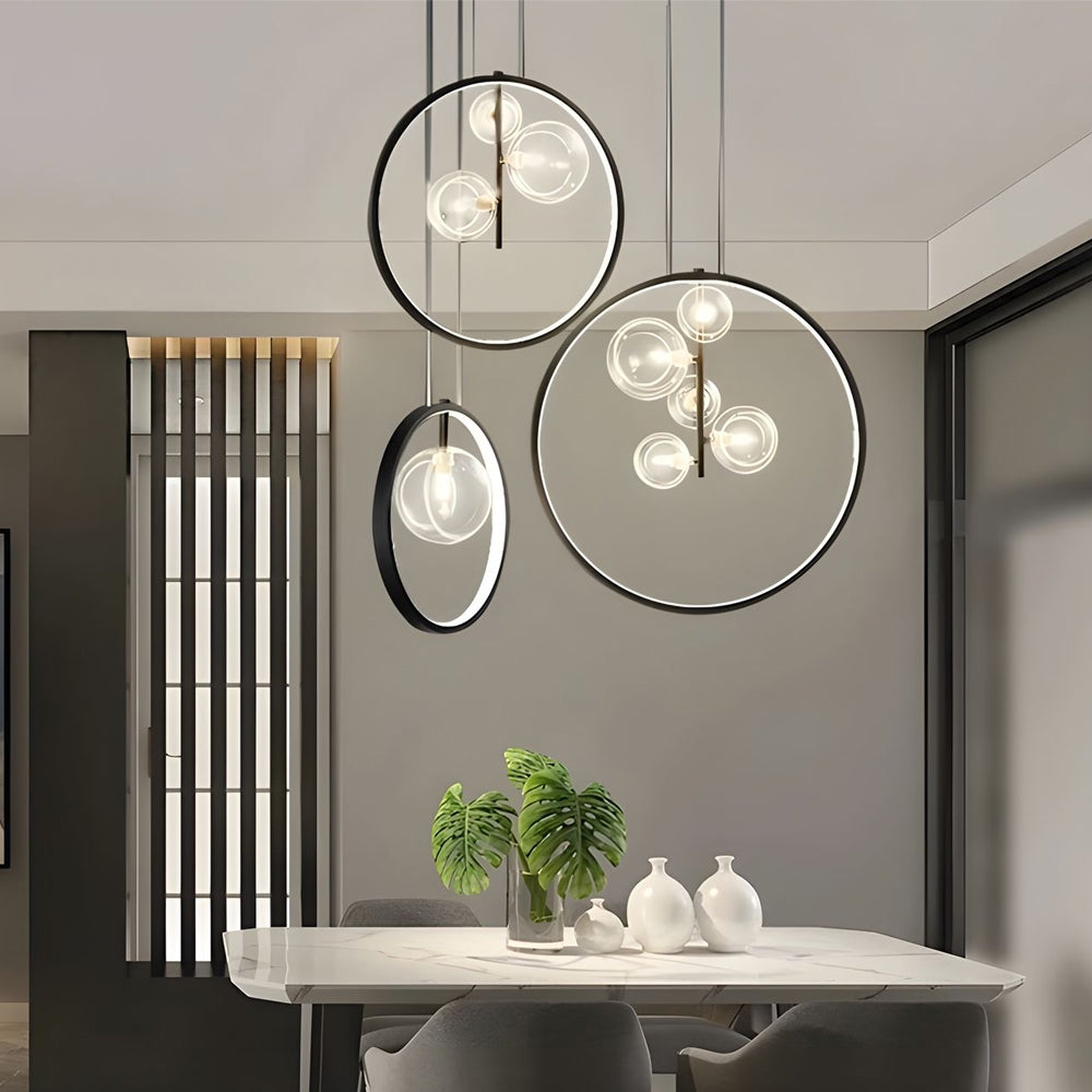 Bubi Black Pendant Light Glass Bubbles LED for Dining Room