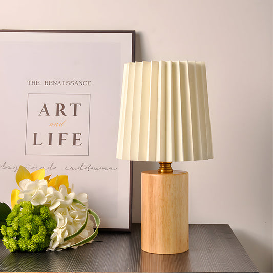 Wood Column Table Lamp with Pleated Empire Lampshade