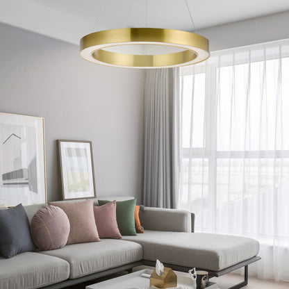 Gold Ring Pendant Light - Modern Luxury LED Suspension