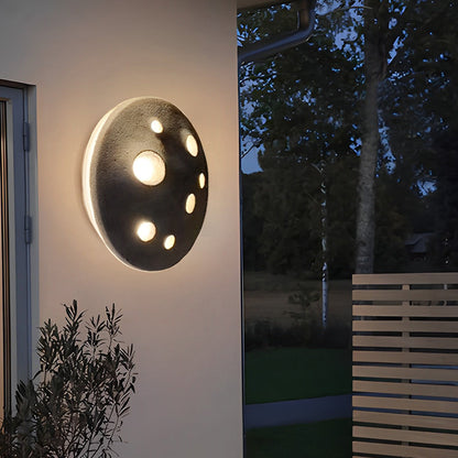 Round Creative Cement Lunar Crater Waterproof LED Outdoor Wall Lamp