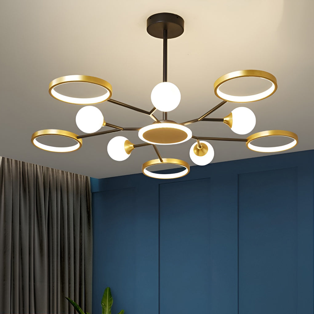 6 Lights Circles LED Modern Ceiling Lights Chandelier Hanging Lamp