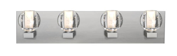 Bath Vanity, 4-Light, LED, Satin Nickel, Clear Bubble Glass, 30"W (4WF-BOCABB-LED-SN 2QDHUA)