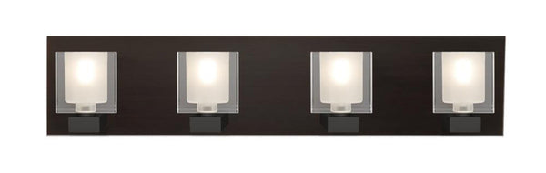 Bath Vanity, 4-Light, LED, Bronze, Clear/Frost Glass, 30"W (4WF-BOLOFR-LED-BR 2QGKHY)