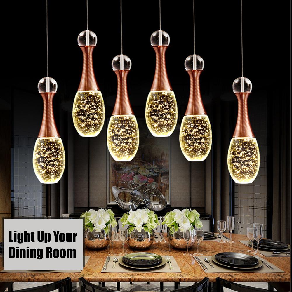 Mini Crystal Electroplated Metal LED Modern Pendant Light Hanging Lamp