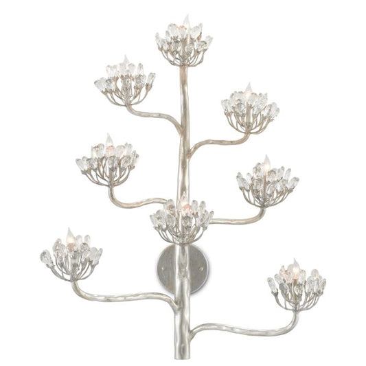 Currey & Company 8-Light 32" Agave Americana Silver Wall Sconce in Contemporary Silver Leaf