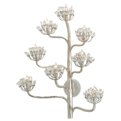 Currey & Company 8-Light 32" Agave Americana Silver Wall Sconce in Contemporary Silver Leaf