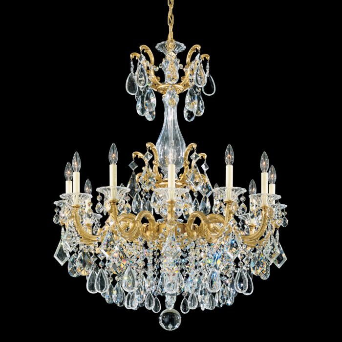 La Scala 12-Light Chandelier in Heirloom Gold with Clear Heritage Crystals