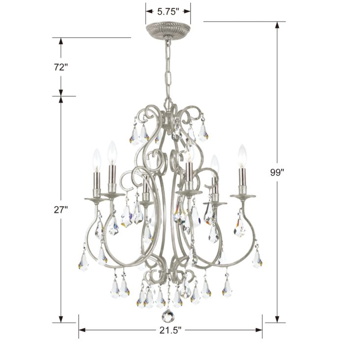 Ashton 6-Light Chandelier in Olde Silver