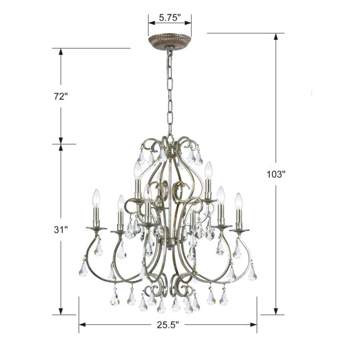 Ashton 9-Light Chandelier in Olde Silver