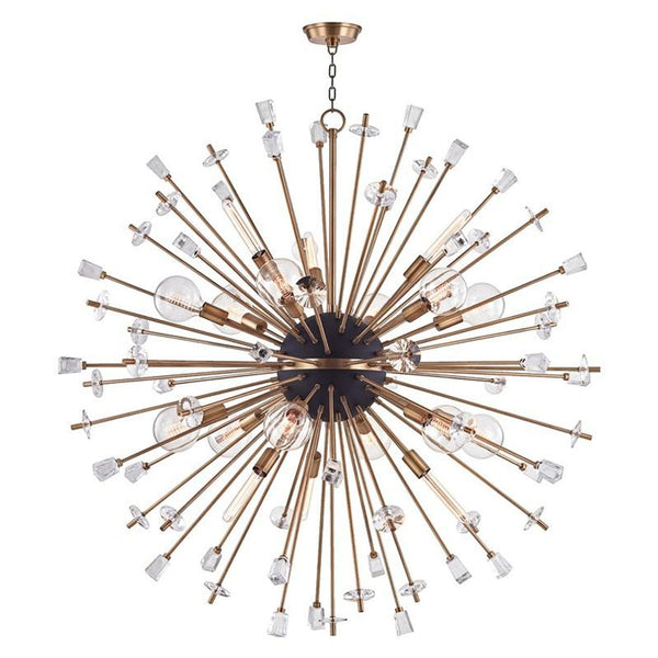 Chandelier, 18-Light, Aged Brass, Clear Shade, 60"W (5060-AGB 9ZH4W)