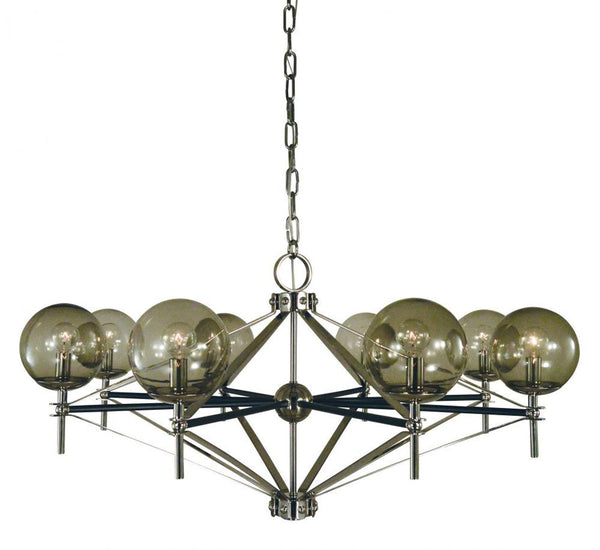 Chandelier, 8-Light, Nickel, 40"W (5068 PN/MBLACK A088N)