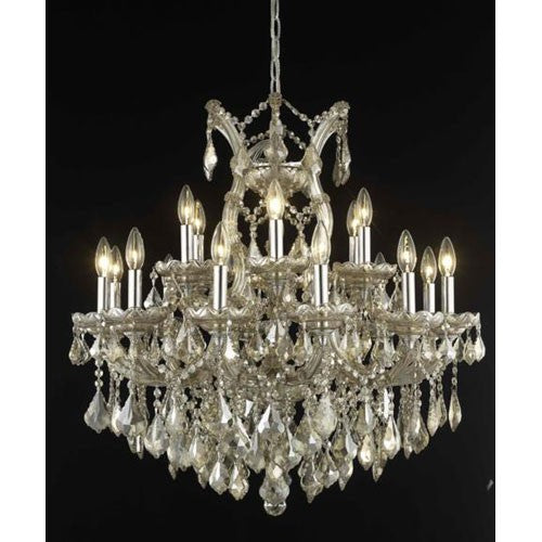 Maria Theresa Golden Teak Nineteen-Light Chandelier with Golden Teak/Smoky Royal Cut Crystals