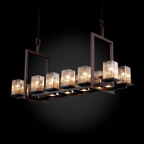 Justice Design Group Fusion Montana 12-Up and Five-Downlight Dark Bronze Short Bridge Chandelier