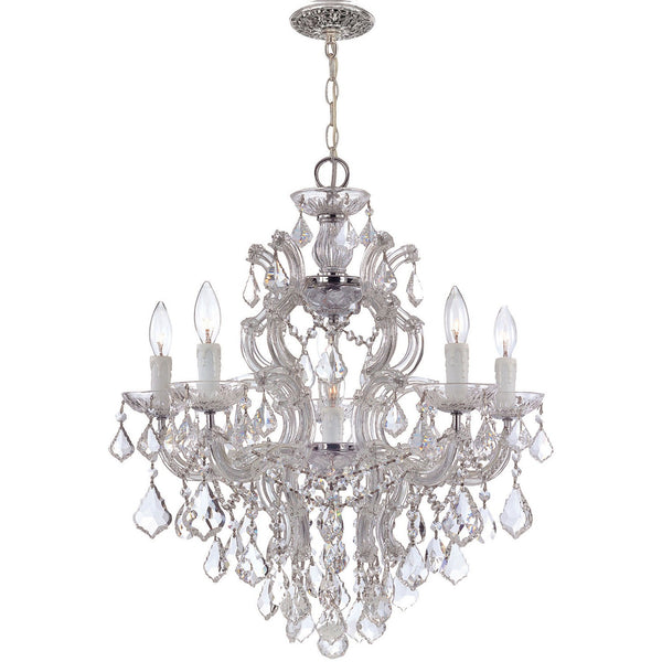 Group Maria Theresa Polished Chrome Five-Light Chandelier with Swarovski Elements Crystals