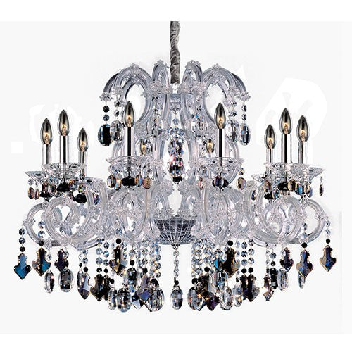 Lorraine Chrome 10-Light 34-Inch Wide Chandelier with Firenze Mixed Crystal