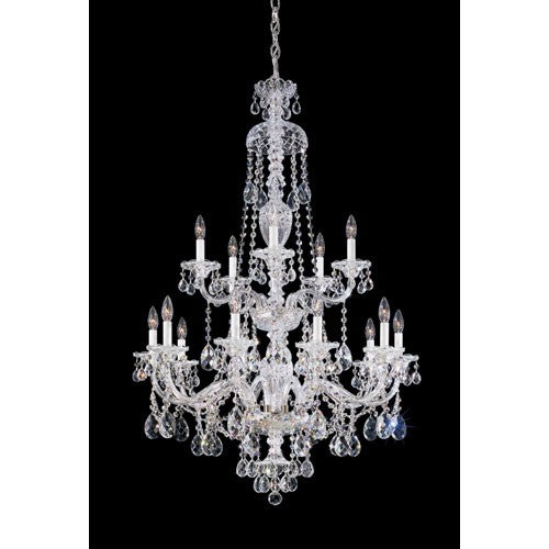 Sterling Silver 15-Light Clear Heritage Handcut Crystal Chandelier, 32W x 47H x 32D